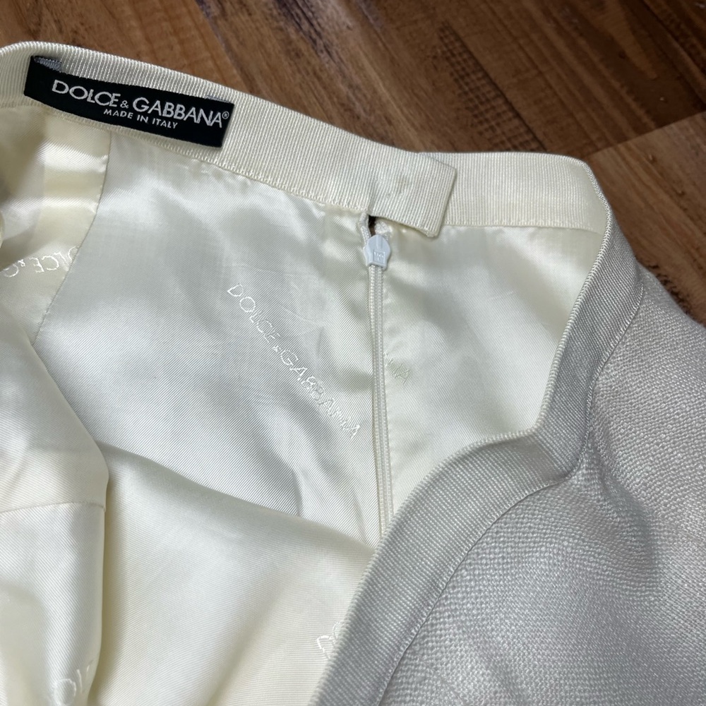 Dolce & Gabbana 40 Bone Knit Tweed Look Pencil Skirt Lined Wiggle career Skirt - Picture 6 of 7